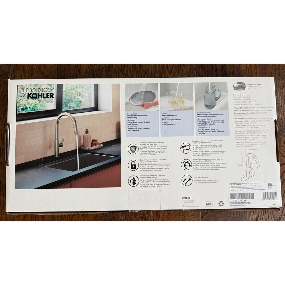 Kohler Rodean Kitchen Faucet Stainless Finish - Picture 2 of 3